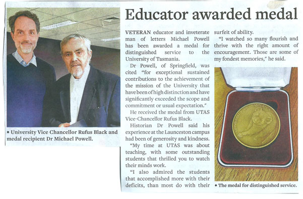 Educator Awarded Medal