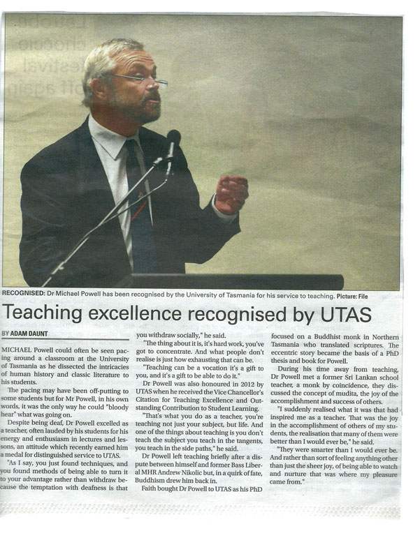 Teaching excellence recognised by UTAS